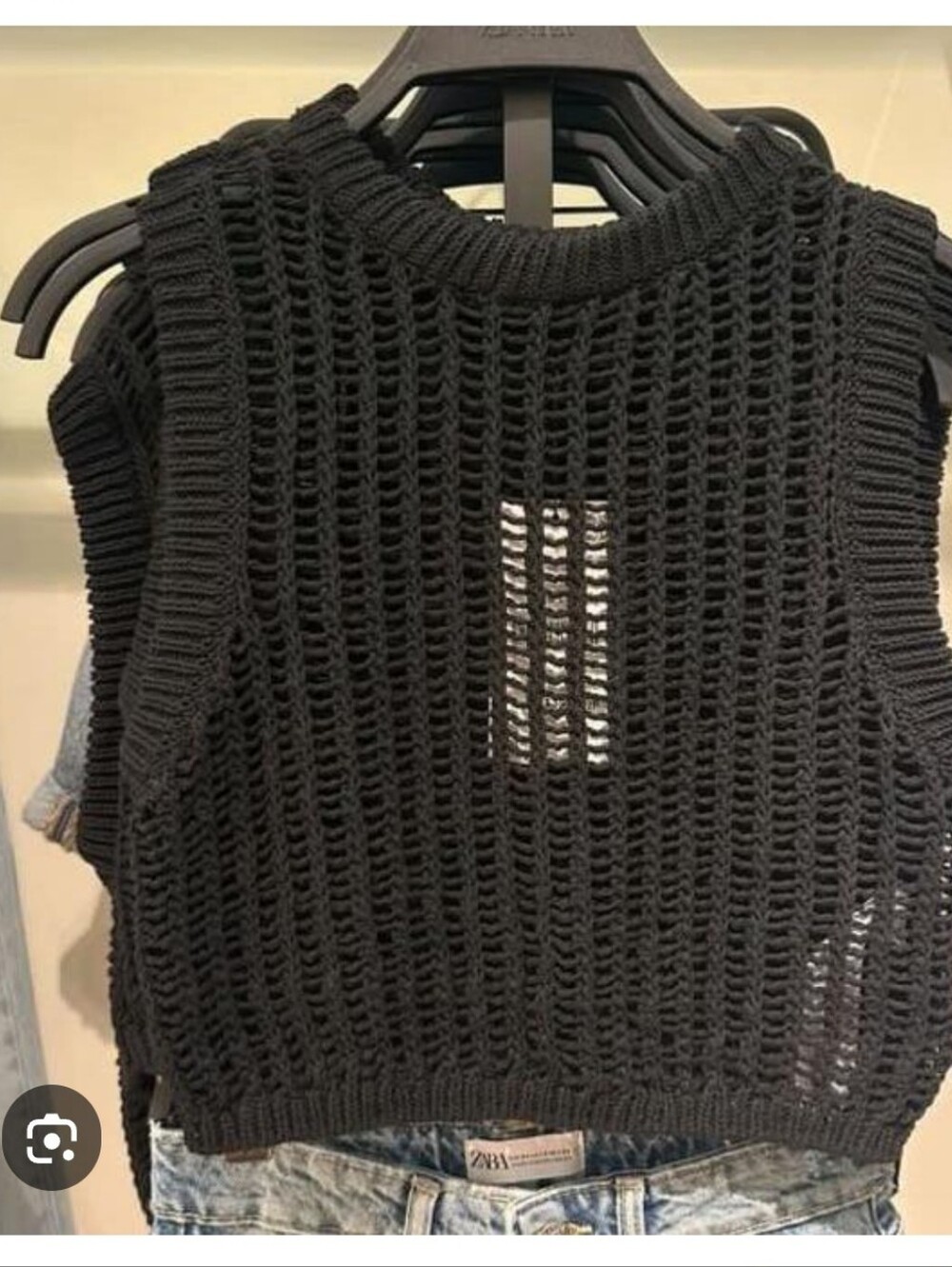 Zara Black Crochet Open Knit Sleeveless Crop Top Vest S